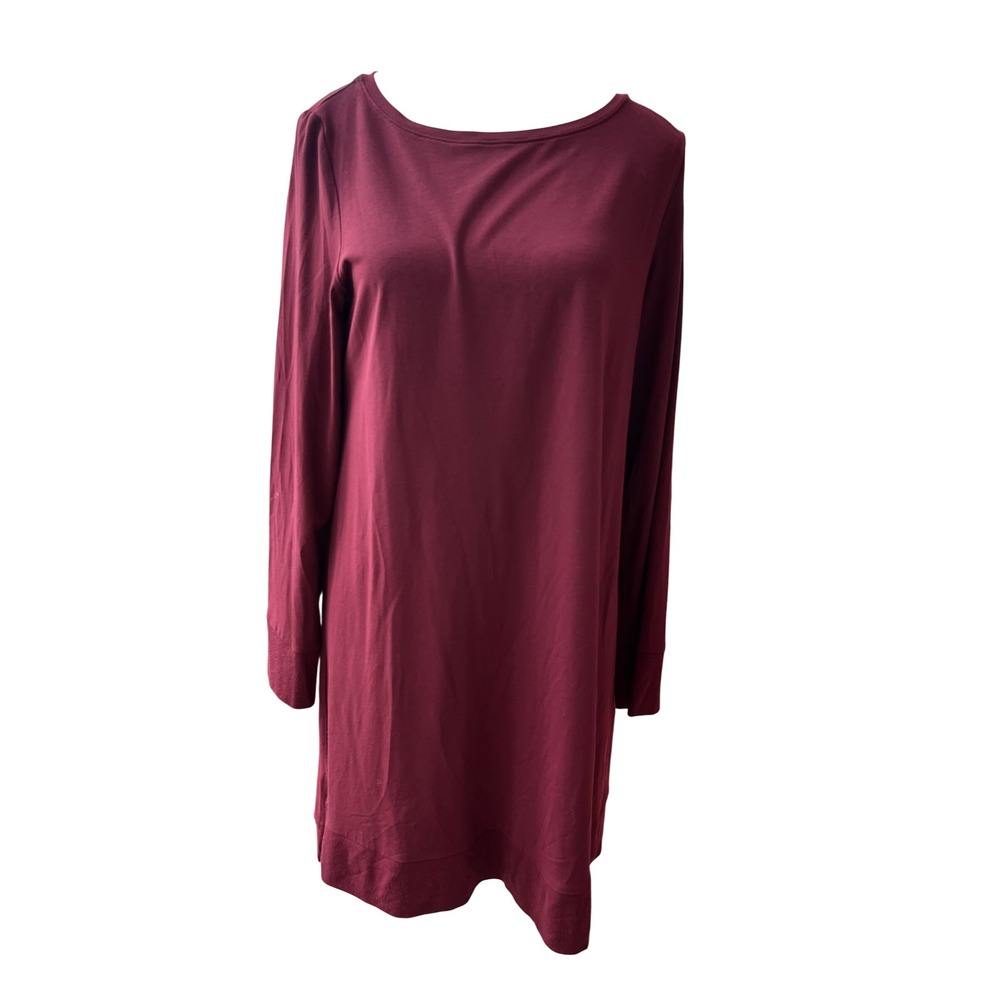 Eileen Fisher Burgundy Long Sleeve Crew Neck Tunic shirt Dress M